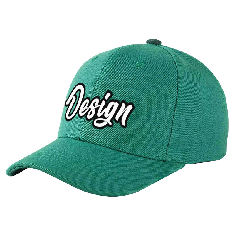 Retro Snapback Baseball Cap-Custom Light Green White-Black Curved Eaves Sport Design Baseball Cap