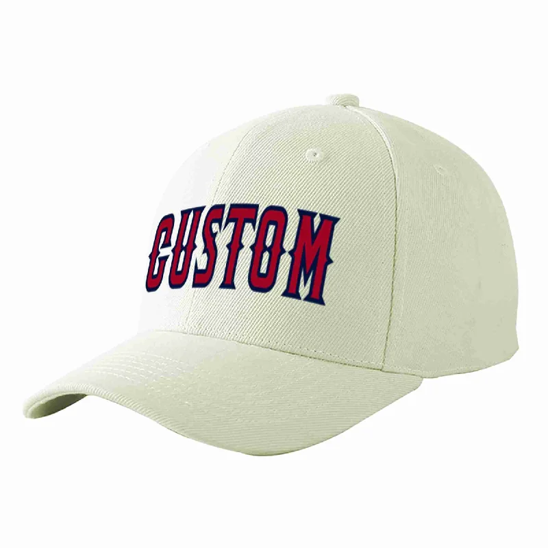 Pilot Baseball Cap-Custom Cream Red-Navy Curved Eaves Sport Baseball Cap Design for Men/Women/Youth