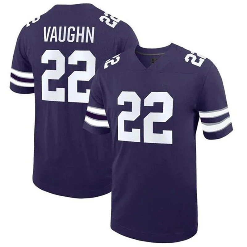 Logo Football Jersey-K.State Wildcats #22 Deuce Vaughn NIL Replica Football Jersey Purple Stitched American College Jerseys