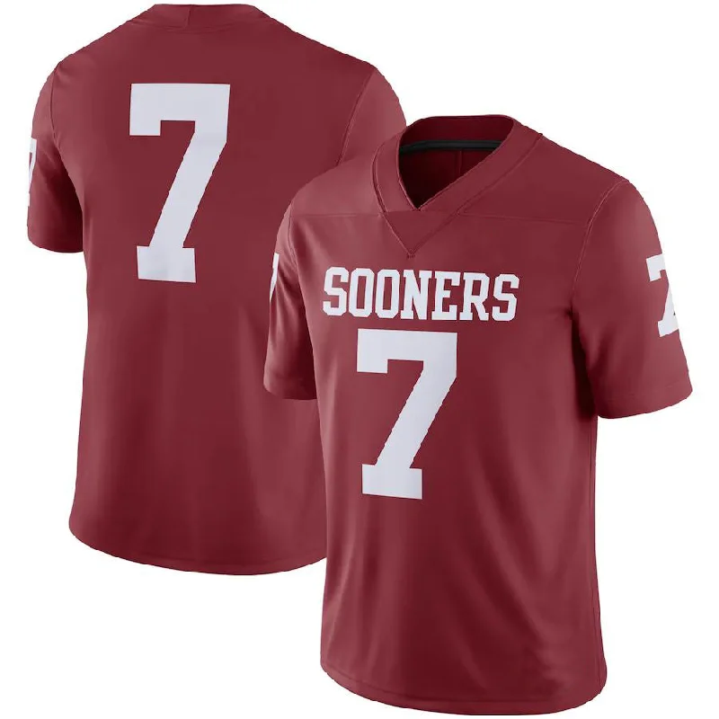 Football Fan Club Jersey-#7 O.Sooners Jordan Brand Team Game Jersey Crimson Football Jersey Stitched American College Jerseys