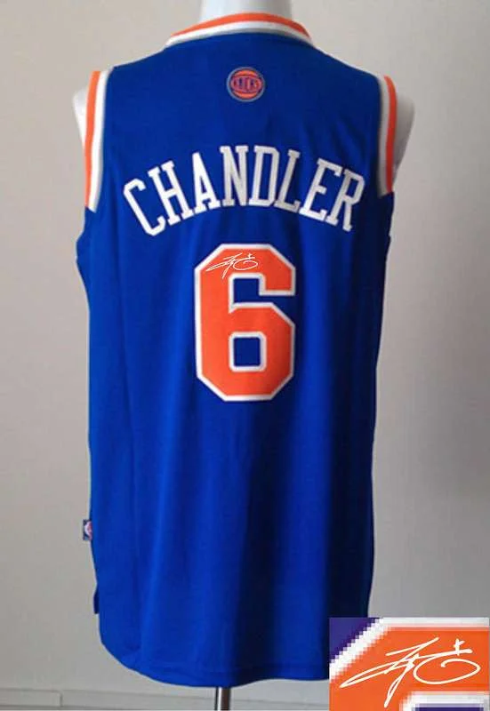 Athletic Fit Basketball Jersey-Knicks 6 Chandler Blue Signature Edition Basketball Jerseys