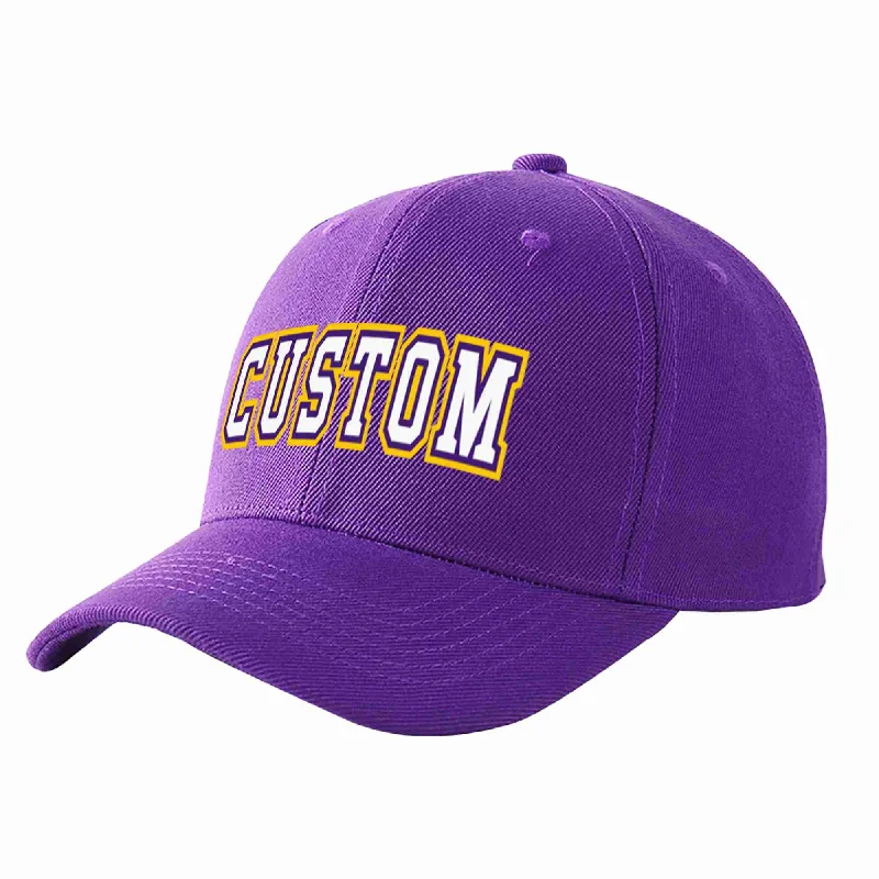 Suede Baseball Cap-Custom Purple White-Purple Curved Eaves Sport Baseball Cap Design for Men/Women/Youth