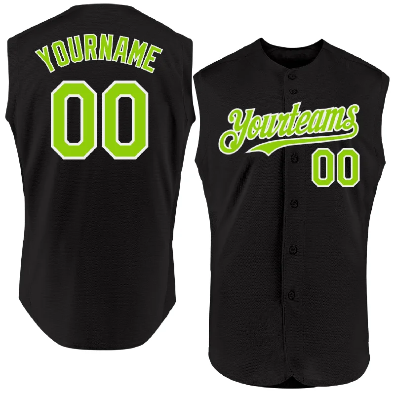 Dark Color Baseball Jersey-Custom Black Neon Green-White Authentic Sleeveless Baseball Jersey