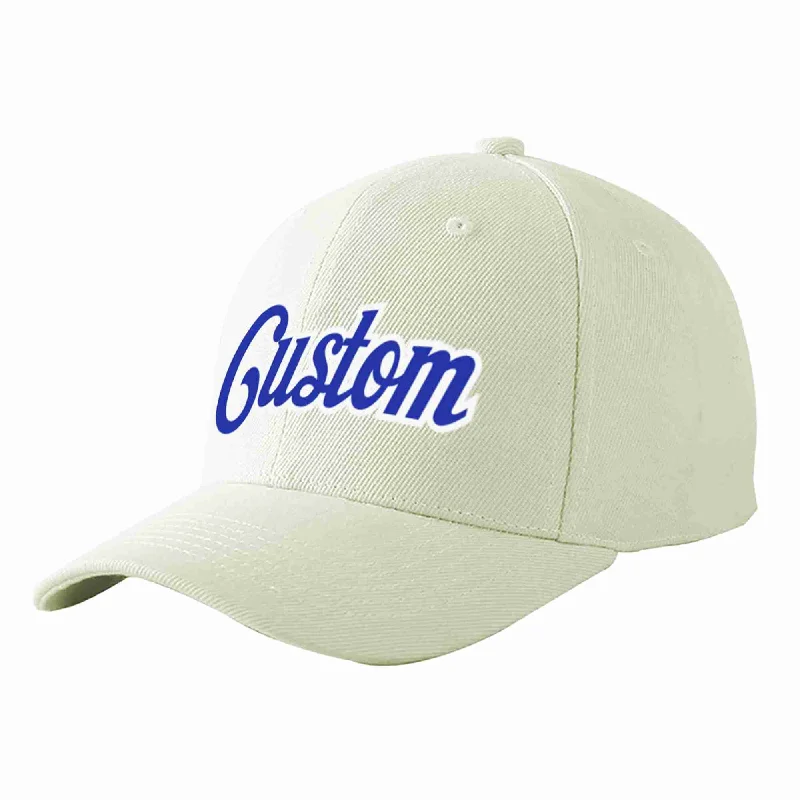 Entrepreneur Baseball Cap-Custom Cream Royal-White Curved Eaves Sport Baseball Cap Design for Men/Women/Youth