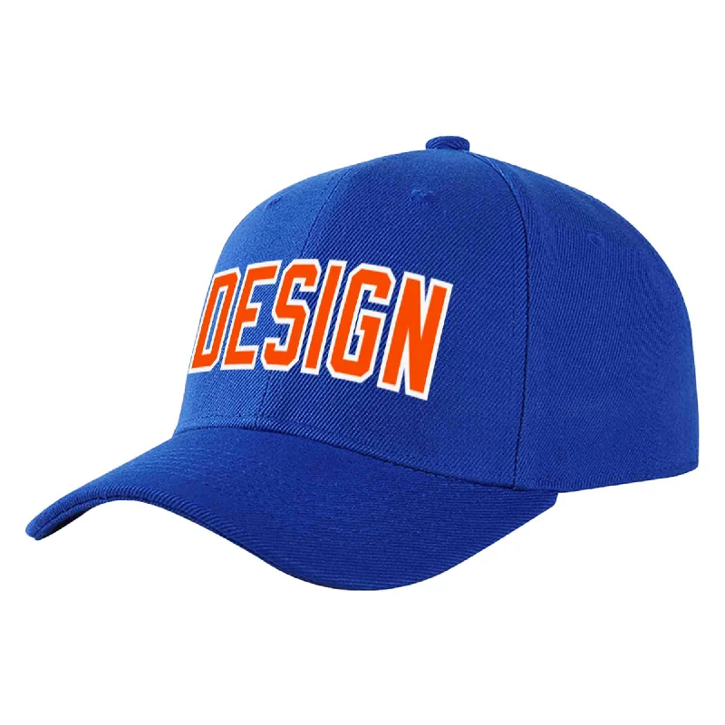 Winter Baseball Cap-Custom Royal Orange-White Curved Eaves Sport Design Baseball Cap