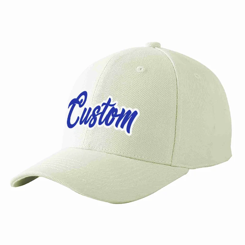 Fishing Baseball Cap-Custom Cream Royal-White Curved Eaves Sport Baseball Cap Design for Men/Women/Youth