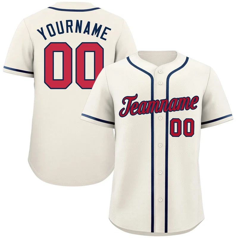 Oversized Baseball Jersey-Custom Cream Red-Navy Classic Style Authentic Baseball Jersey