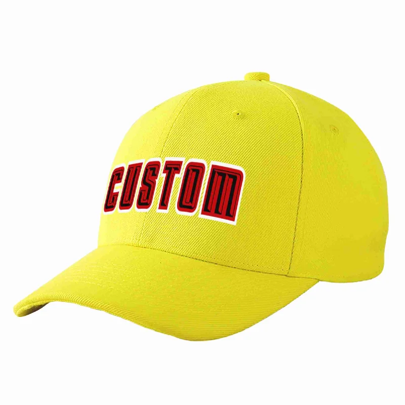 Baby Baseball Cap-Custom Yellow Black-Red Curved Eaves Sport Baseball Cap Design for Men/Women/Youth