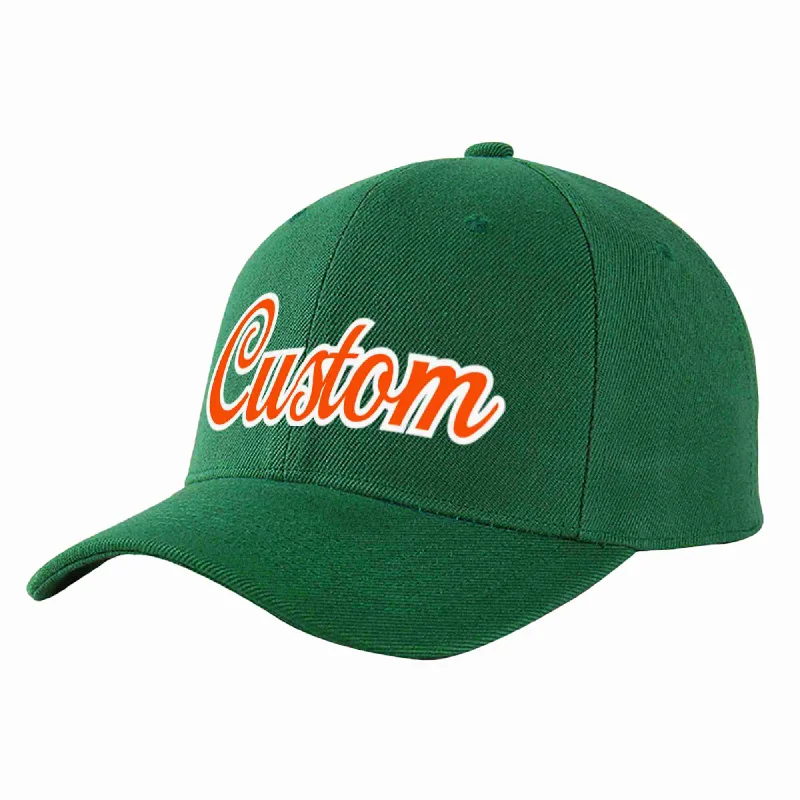 Adjustable Baseball Cap-Custom Green Orange-White Curved Eaves Sport Baseball Cap Design for Men/Women/Youth