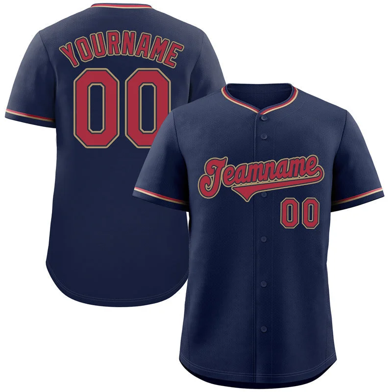 Fashion Baseball Jersey-Custom Navy Red-Old Gold Classic Style Authentic Baseball Jersey