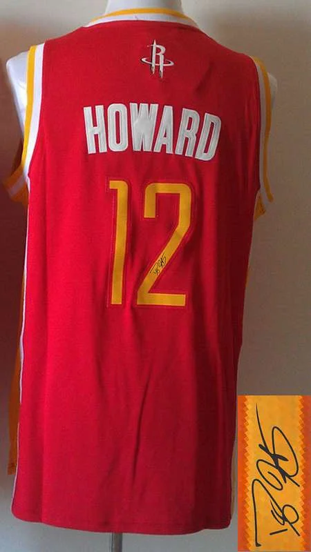 Practice Session Basketball Jersey-Rockets 12 Howard Red Throwback Signature Edition Basketball Jerseys