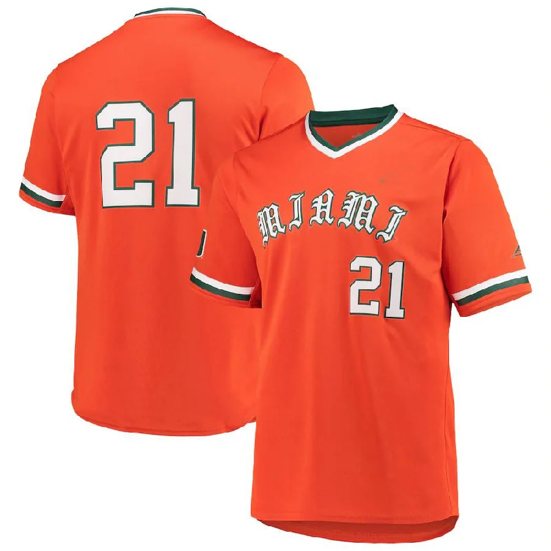 Replica Football Jersey-#21 M.Hurricanes Primegreen Baseball Jersey Orange Football Jersey Stitched American College Jerseys