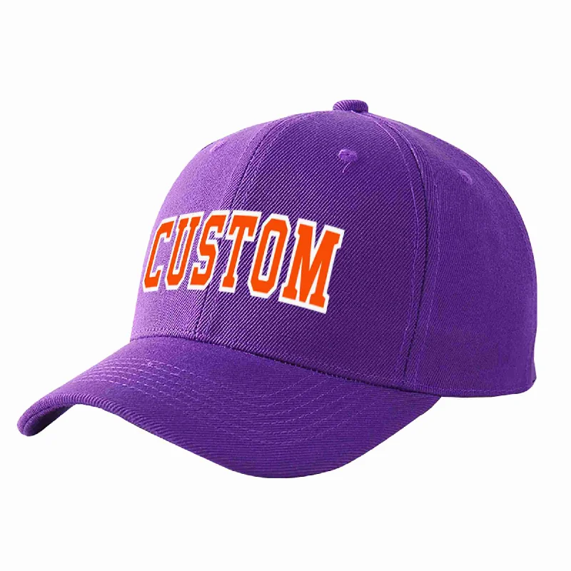 Police Baseball Cap-Custom Purple Orange-White Curved Eaves Sport Baseball Cap Design for Men/Women/Youth