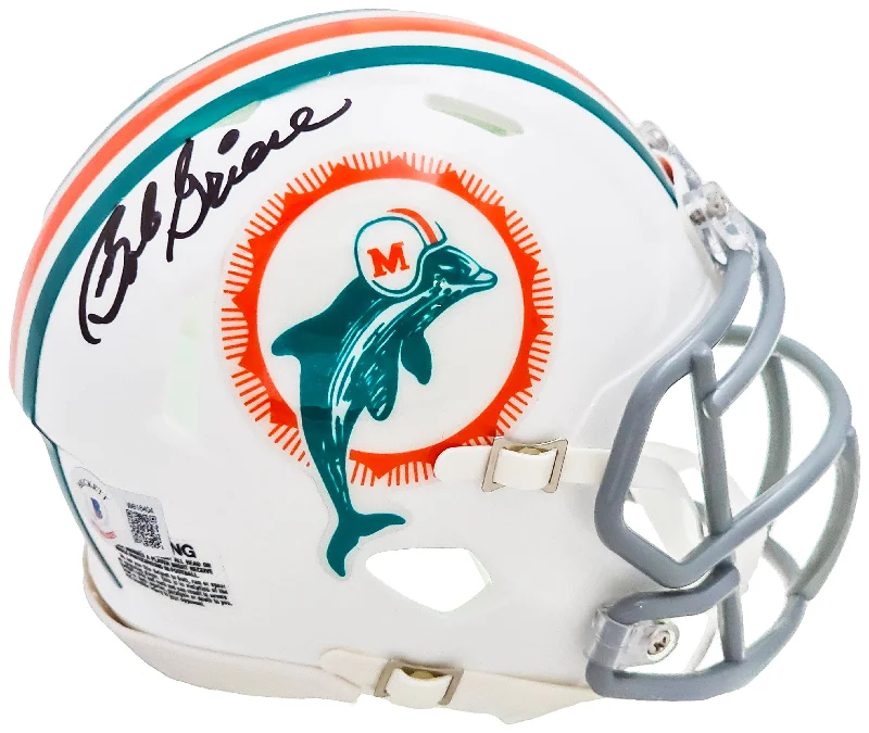 Youth League Rugby Helmet-Bob Griese Autographed 1972 Miami Dolphins Throwback White Speed Mini Helmet Beckett BAS Witness Stock #220467