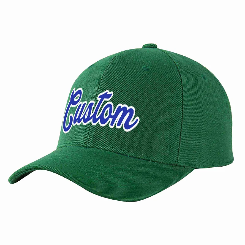 Premium Baseball Cap-Custom Green Royal-White Curved Eaves Sport Baseball Cap Design for Men/Women/Youth