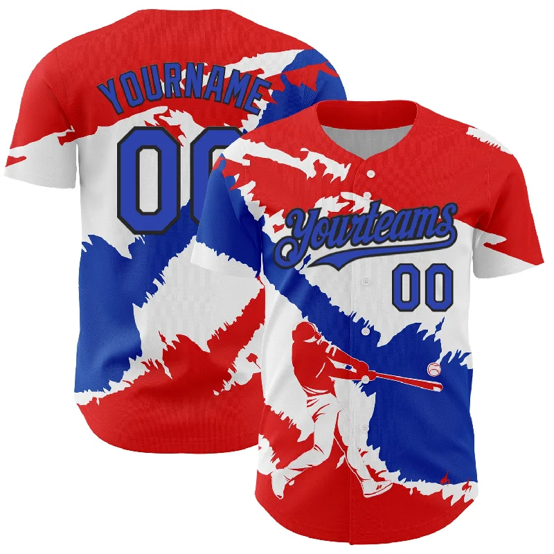 Purple Baseball Jersey-Custom Fire Red Thunder Blue-Black 3D Paraguay Paraguayan Flag Authentic Baseball Jersey