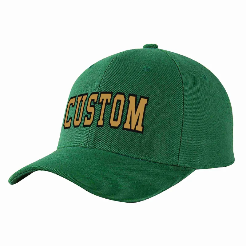 Rugby Baseball Cap-Custom Green Old Gold-Black Curved Eaves Sport Baseball Cap Design for Men/Women/Youth