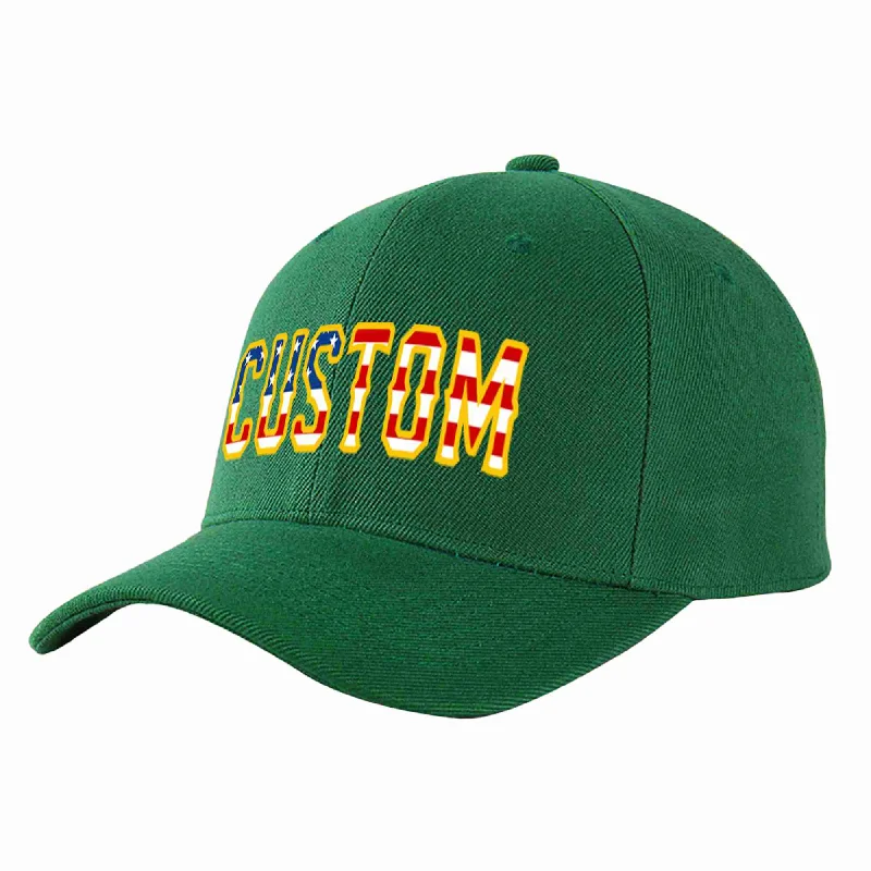 Cruise Baseball Cap-Custom Green Vintage USA Flag-Gold Curved Eaves Sport Baseball Cap Design for Men/Women/Youth