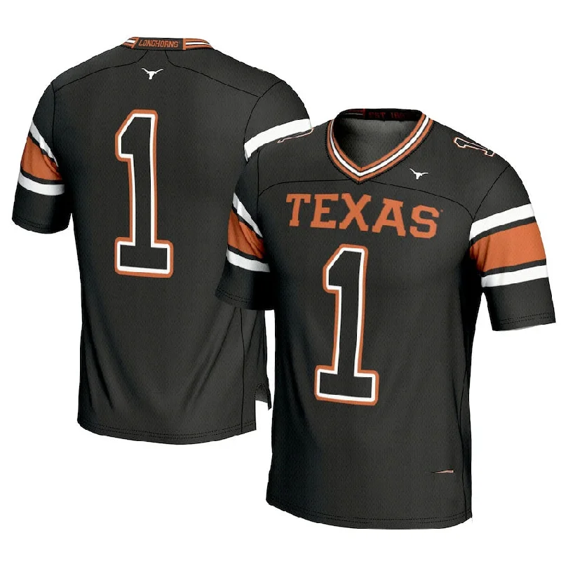 Black Football Jersey-#1 T.Longhorns GameDay Greats Football Jersey - Black American College Jerseys