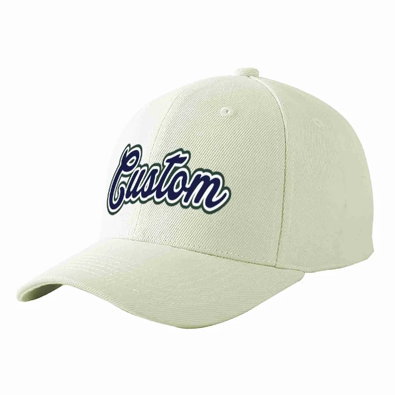 Christmas Baseball Cap-Custom Cream Navy-White Curved Eaves Sport Baseball Cap Design for Men/Women/Youth