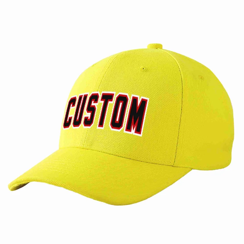 Explorer Baseball Cap-Custom Yellow Black-Red Curved Eaves Sport Baseball Cap Design for Men/Women/Youth