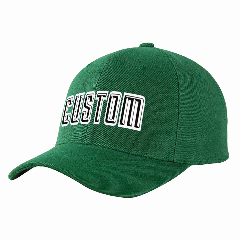 Unisex Baseball Cap-Custom Green Black-White Curved Eaves Sport Baseball Cap Design for Men/Women/Youth