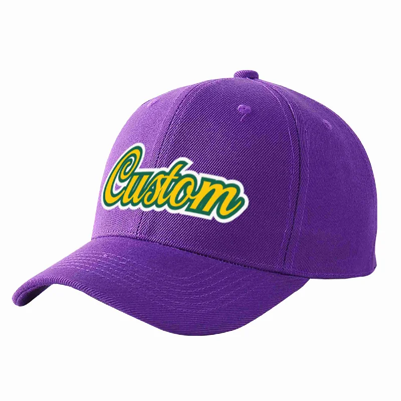 Anniversary Baseball Cap-Custom Purple Gold-Kelly Green Curved Eaves Sport Baseball Cap Design for Men/Women/Youth