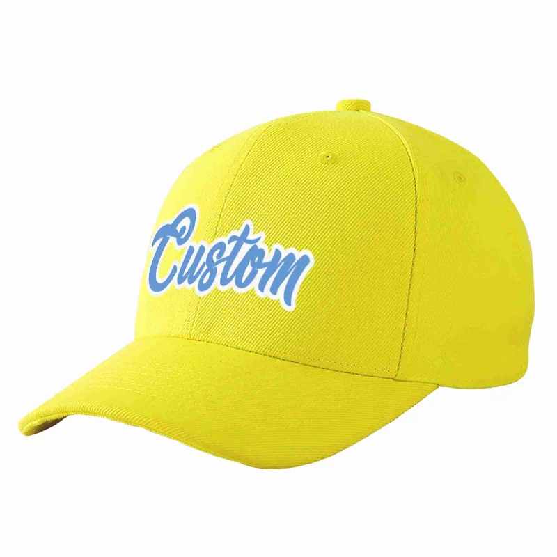 Safety Baseball Cap-Custom Yellow Light Blue-White Curved Eaves Sport Baseball Cap Design for Men/Women/Youth