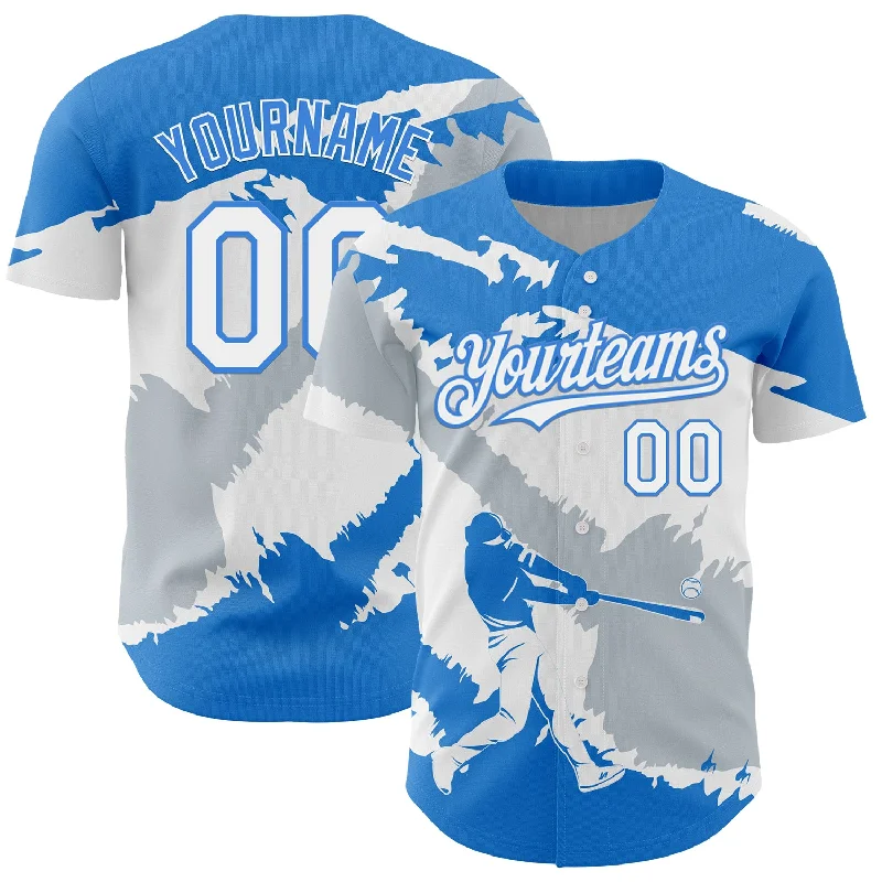 Custom Number Baseball Jersey-Custom Electric Blue White-Silver 3D Honduras Honduran Flag Authentic Baseball Jersey