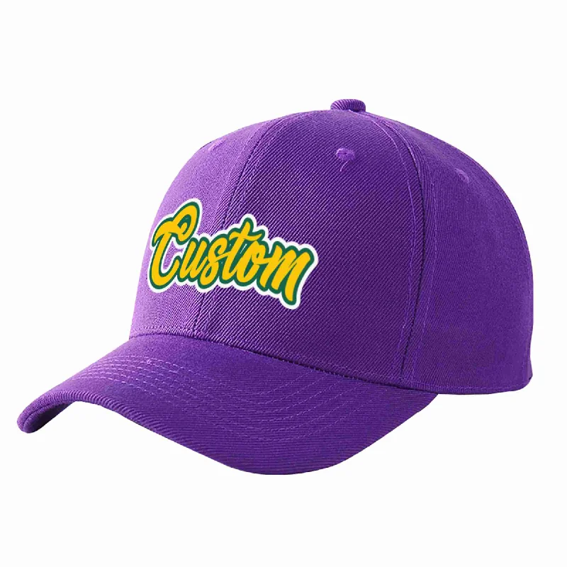 Heavy-Duty Baseball Cap-Custom Purple Gold-Kelly Green Curved Eaves Sport Baseball Cap Design for Men/Women/Youth