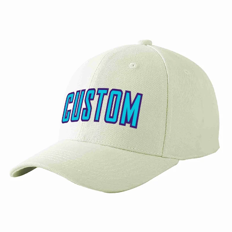 Camo Print Baseball Cap-Custom Cream Light Blue-Purple Curved Eaves Sport Baseball Cap Design for Men/Women/Youth