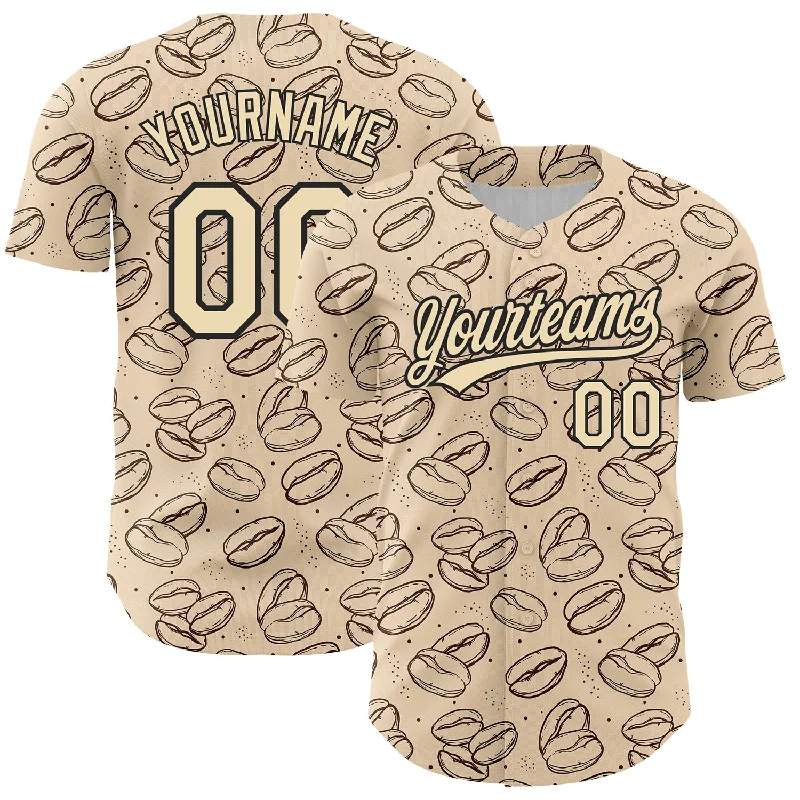 Camo Baseball Jersey-Custom City Cream Black 3D Pattern Design International Coffee Day Authentic Baseball Jersey