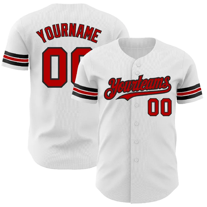 Solid Color Baseball Jersey-Custom White Red-Black Authentic Baseball Jersey