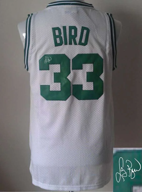 Neon Basketball Jersey-Celtics 33 Bird White Signature Edition Basketball Jerseys