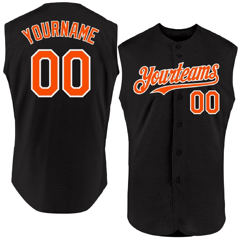 Winter Baseball Jersey-Custom Black Orange-White Authentic Sleeveless Baseball Jersey