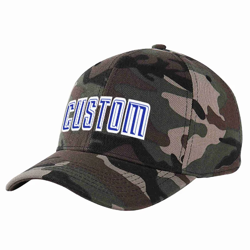 Cartoon Baseball Cap-Custom Camo Royal-White Curved Eaves Sport Baseball Cap Design for Men/Women/Youth