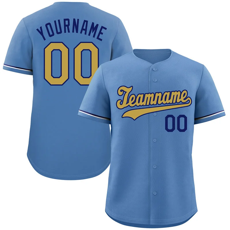 High School Baseball Jersey-Custom Light Blue Old Gold-Royal Classic Style Authentic Baseball Jersey