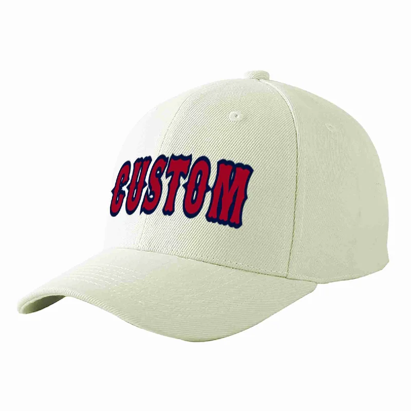 New Arrival Baseball Cap-Custom Cream Red-Navy Curved Eaves Sport Baseball Cap Design for Men/Women/Youth