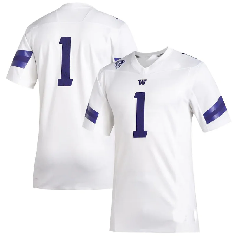 Parent-Child Football Jersey-#1 W.Huskies Premier Football Jersey White Stitched American College Jerseys