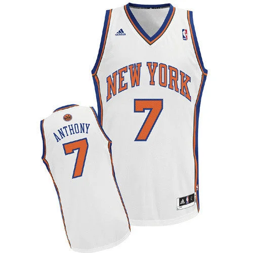 Custom Number Basketball Jersey-Knicks 7 Anthony White New Revolution 30 Basketball Jerseys(V Neck)