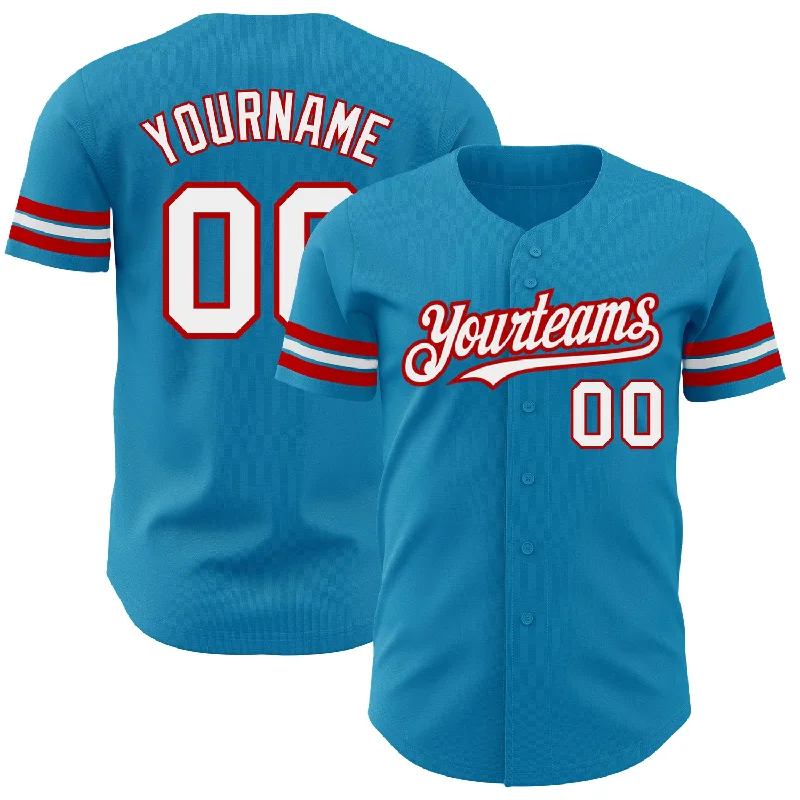 Tournament Baseball Jersey-Custom Panther Blue White-Red Authentic Baseball Jersey