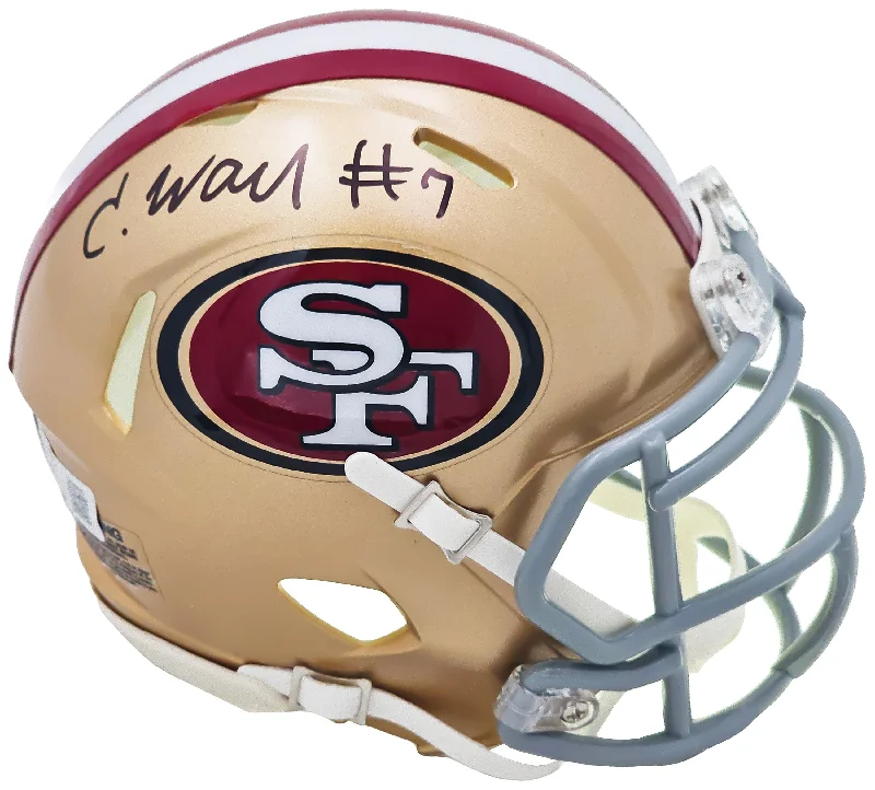 Championship Rugby Helmet-Charvarius Ward Autographed San Francisco 49ers Gold Speed Mini Helmet Beckett BAS QR Stock #221167