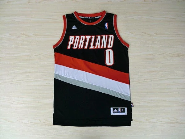 Fashion Basketball Jersey-Blazers 0 Lillard Black New Revolution 30 Swingman Basketball Jerseys