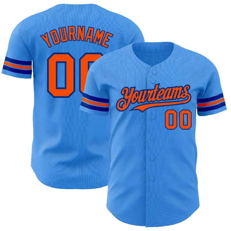 Exclusive Baseball Jersey-Custom Electric Blue Orange-Royal Authentic Baseball Jersey