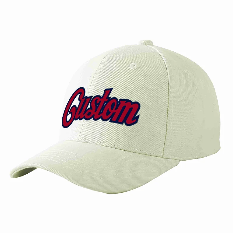 Marine Baseball Cap-Custom Cream Red-Navy Curved Eaves Sport Baseball Cap Design for Men/Women/Youth