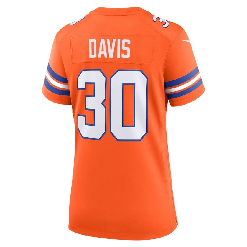 Football Culture Jersey-D.Broncos #30 Terrell Davis Orange Mile High Collection 1977 Throwback Retired Player Game Football Jerseys