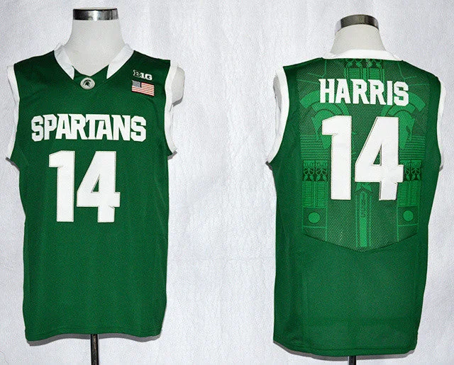 Purple Basketball Jersey-Michigan State Spartans 14 Harris Green Basketball Jersey