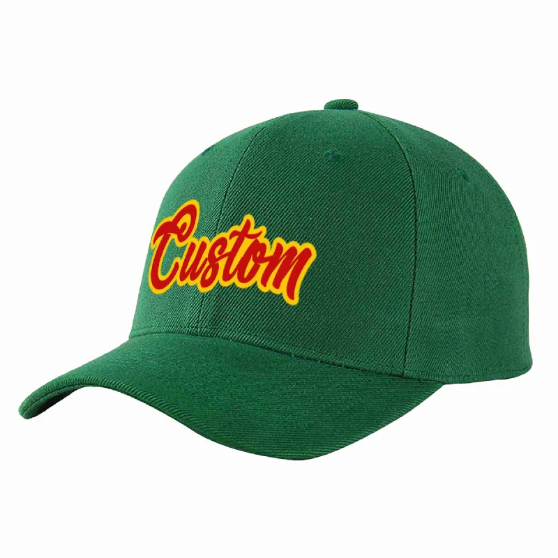 Hunting Baseball Cap-Custom Green Red-Yellow Curved Eaves Sport Baseball Cap Design for Men/Women/Youth