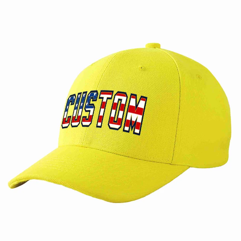 Sailor Baseball Cap-Custom Yellow Vintage USA Flag-Gold Curved Eaves Sport Baseball Cap Design for Men/Women/Youth