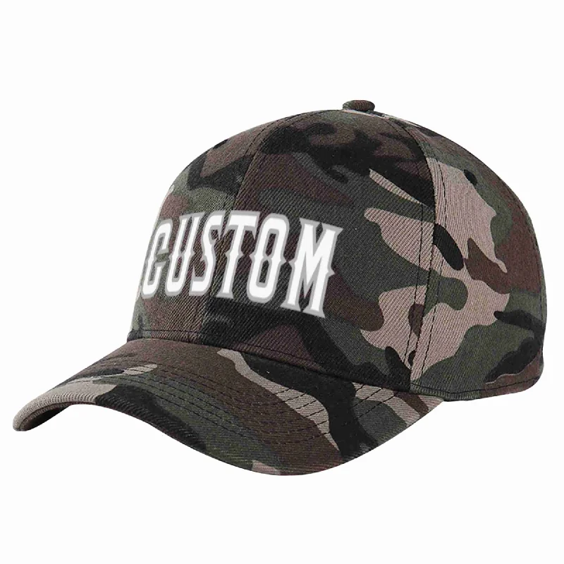 Unisex Baseball Cap-Custom Camo White-Gray Curved Eaves Sport Baseball Cap Design for Men/Women/Youth